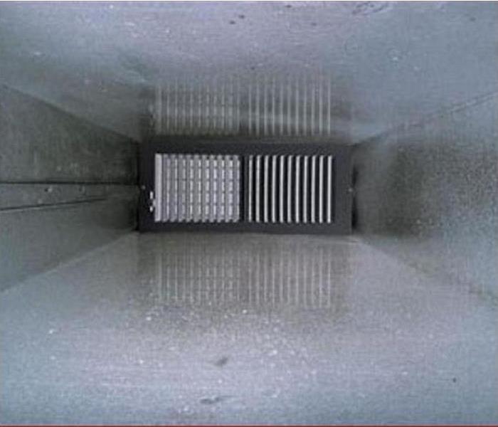 Inside view of heating duct after being cleaned