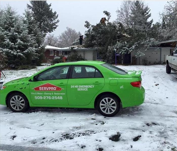 SERVPRO vehicle in front of customer's home